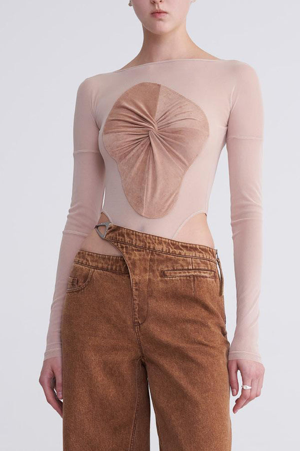 OUDE WAAG velvet splicing New knotwear OW-23SS-BD03 nude powder
